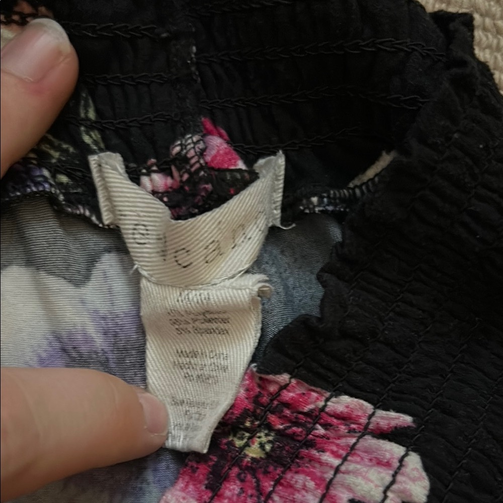 Amazon High Waist Black and Pink Floral Shorts - Picture 2 of 3